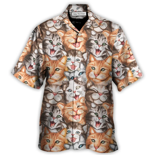 Hawaiian Shirt / Adults / S Cat Cute Happy Life With Funny Little Cat - Hawaiian Shirt - Reefox