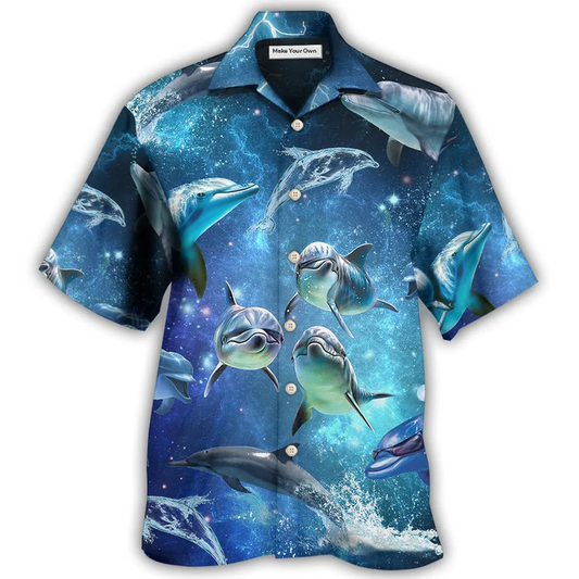 Dolphin In The Frozen Galaxy - Hawaiian Shirt - Reefox
