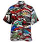 Hawaiian Shirt / Adults / S Turtle Independence Day Swimming In The American Flag - Hawaiian Shirt - Reefox