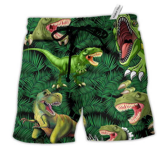 Beach Short / Adults / S Dinosaur Loves Green Style - Beach Short Reefox - Owls Matrix LTD
