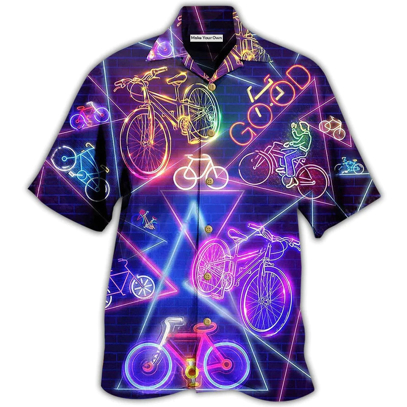 Hawaiian Shirt / Adults / S Bike Neon Style Love Purple Really Much - Hawaiian Shirt - Reefox