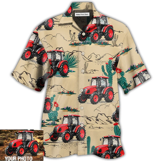 Hawaiian Shirt / Adults / S Tractor On The Desert Basic Style Custom Photo - Hawaiian Shirt - Reefox