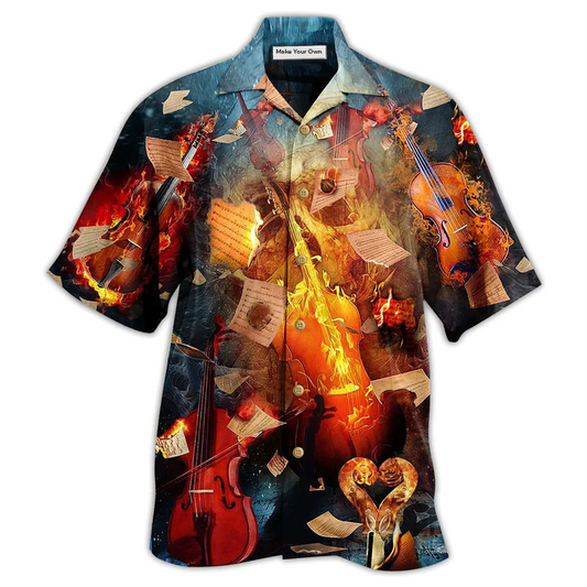 Hawaiian Shirt / Adults / S Violin Music Fire Burn Fire - Hawaiian Shirt - Reefox
