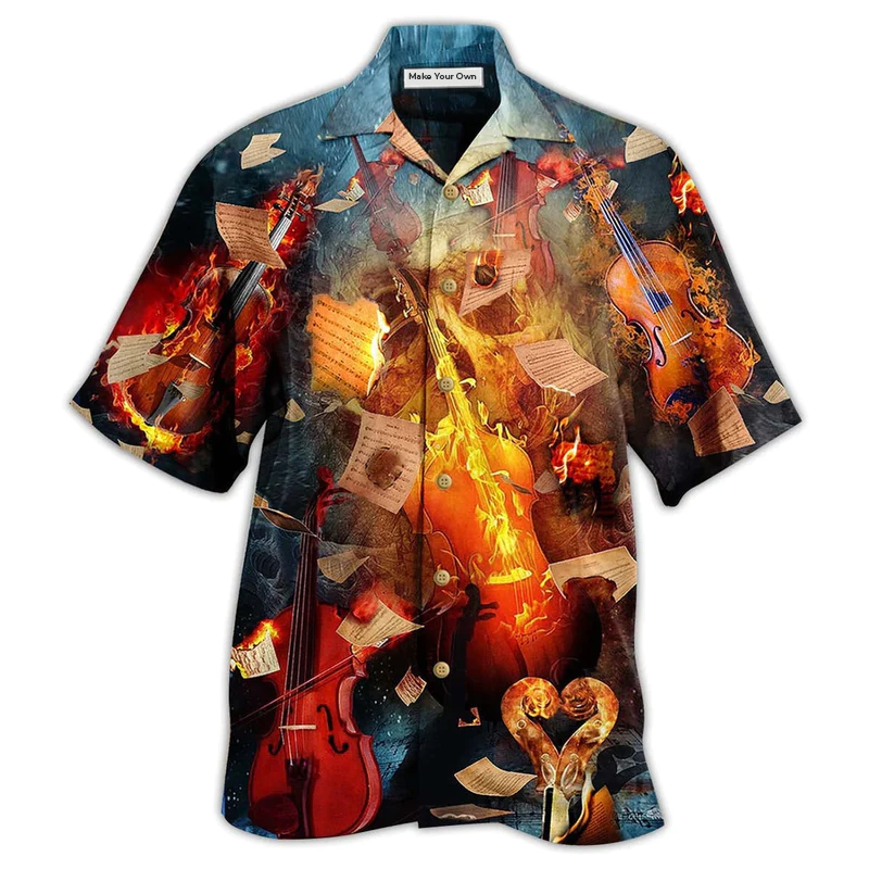 Hawaiian Shirt / Adults / S Violin Music Fire Burn Fire - Hawaiian Shirt - Reefox