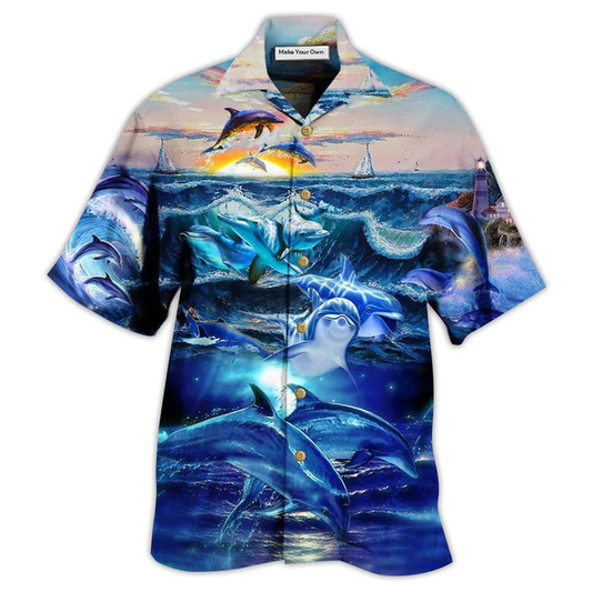 Hawaiian Shirt / Adults / S Dolphin Lovely Love Ocean Love Human - Hawaiian Shirt - Reefox