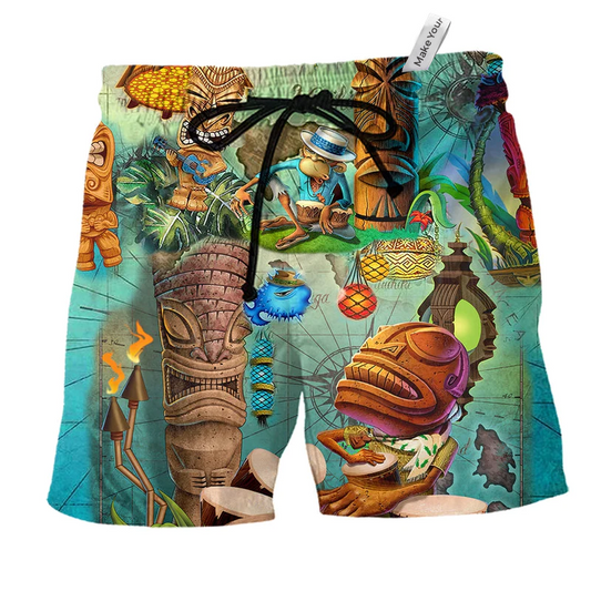 Beach Short / Adults / S Tiki Bar Is Open - Beach Short Reefox - Owls Matrix LTD