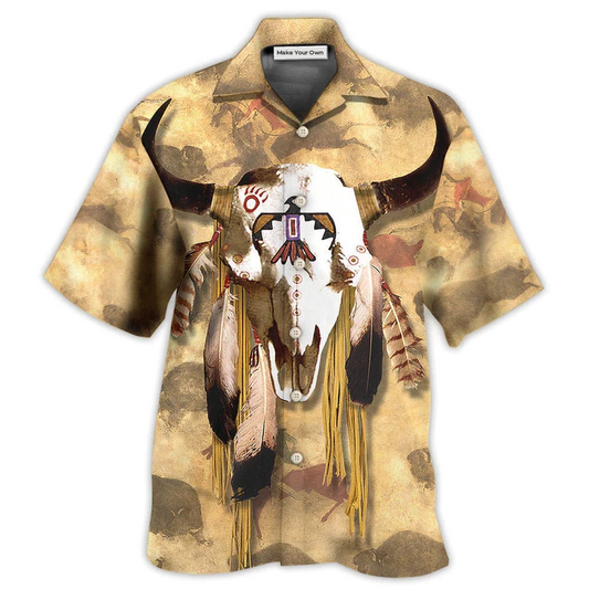 Hawaiian Shirt / Adults / S Native Skull Style Love Peace - Hawaiian Shirt - Reefox