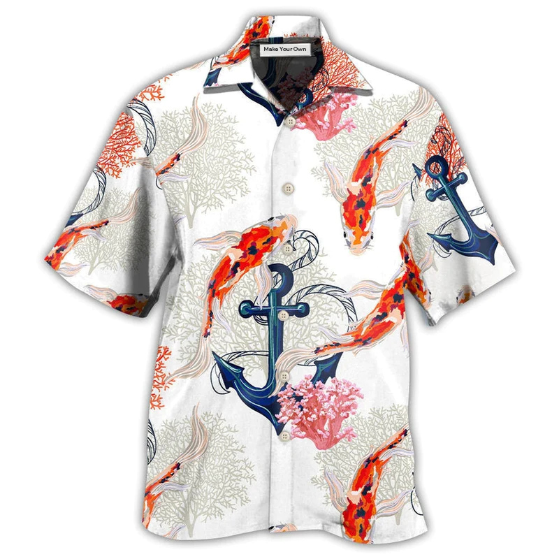 Hawaiian Shirt / Adults / S Fish Koi Fish Anchor Coral - Hawaiian Shirt - Reefox