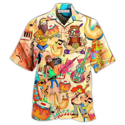 Hawaiian Shirt / Adults / S Hippie Music Funny Style - Hawaiian Shirt - Reefox