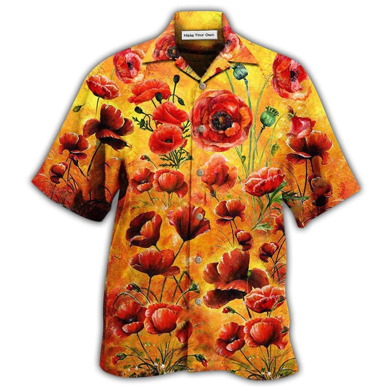 Hawaiian Shirt / Adults / S Poppy Flowers Lest We Forget - Hawaiian Shirt - Reefox