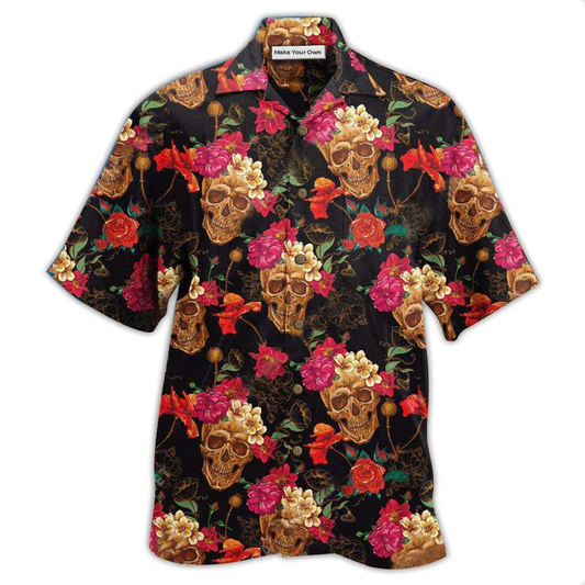 Hawaiian Shirt / Adults / S Skull Amazing Flowers Sugar - Hawaiian Shirt - Reefox
