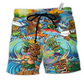 Beach Short / Adults / S Tiki Aloha Surfing Into The Sunset - Beach Short Reefox - Owls Matrix LTD