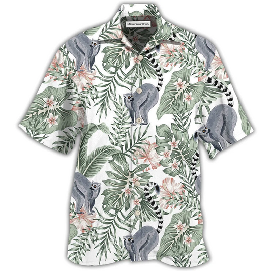 Hawaiian Shirt / Adults / S Lemur And Tropical Leaf - Hawaiian Shirt - Reefox