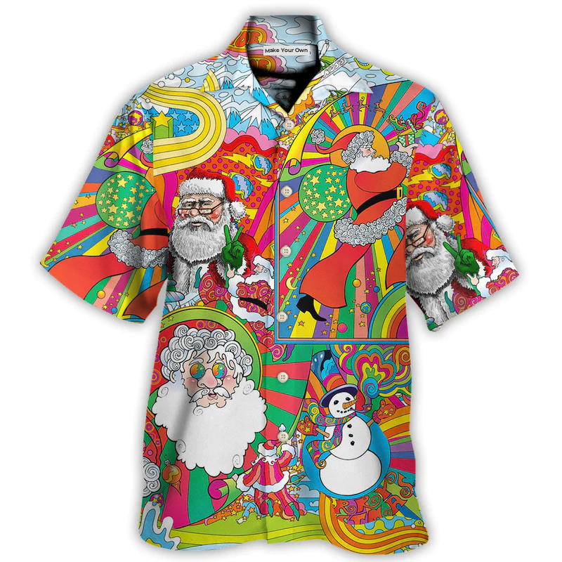 Hawaiian Shirt / Adults / S Hippie Santa Merry Xmas - Hawaiian Shirt - Reefox