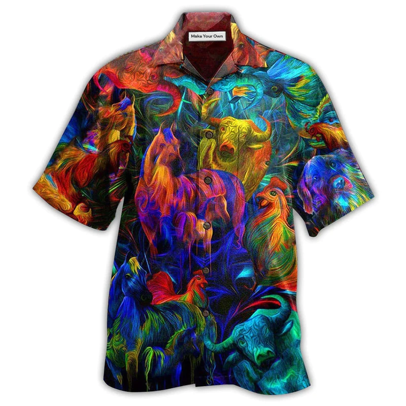 Hawaiian Shirt / Adults / S Farm Animals Proud Of Work - Hawaiian Shirt - Reefox
