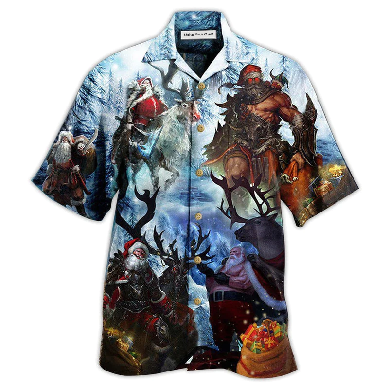 Hawaiian Shirt / Adults / S Christmas Stay Cool Santa Claus Reindeer - Hawaiian Shirt - Reefox