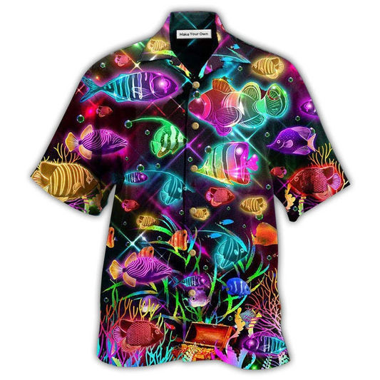 Hawaiian Shirt / Adults / S Fish Even Small Fish Are Fish Neon Style - Hawaiian Shirt - Reefox