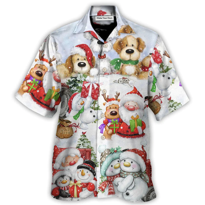 Hawaiian Shirt / Adults / S Christmas Santa And Snowman Christmas Happy Together - Hawaiian Shirt - Reefox