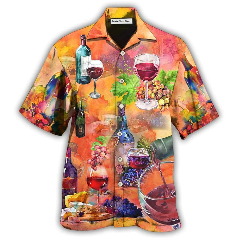 Hawaiian Shirt / Adults / S Wine Working From Nine To Wine - Hawaiian Shirt - Reefox