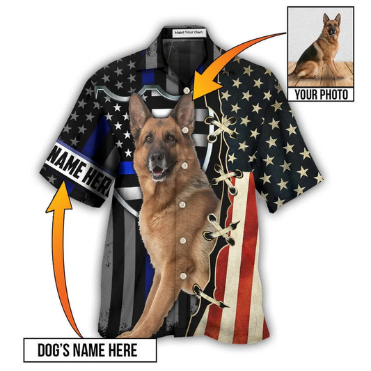 Police / Adults / S German Shepherd Dog Various Style Custom Photo Personalized - Hawaiian Shirt - Reefox