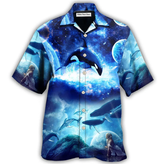 Hawaiian Shirt / Adults / S Whale Blue Galaxy Mysterious - Hawaiian Shirt - Reefox