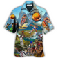 Hawaiian Shirt / Adults / S Cycling And Basketball Moutain Painting Lover - Hawaiian Shirt - Reefox