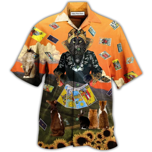 Hawaiian Shirt / Adults / S Cat Tarot Cool Style - Hawaiian Shirt - Reefox