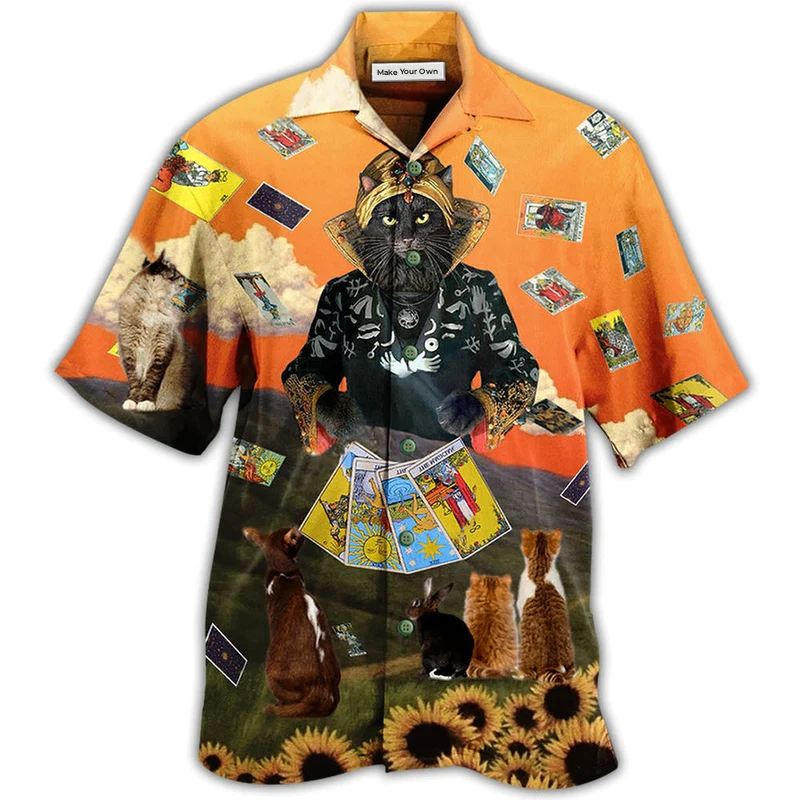 Hawaiian Shirt / Adults / S Cat Tarot Cool Style - Hawaiian Shirt - Reefox