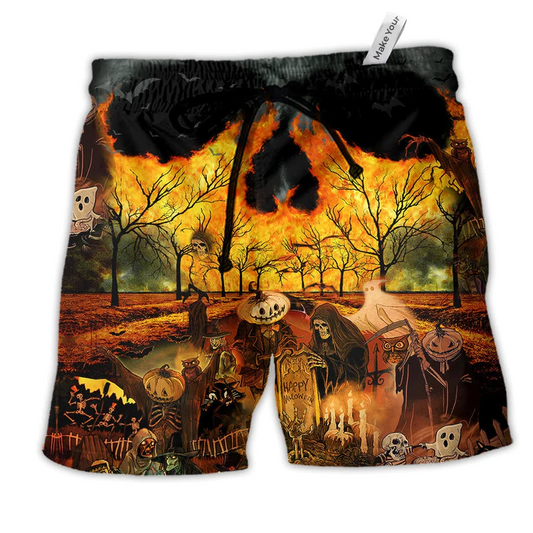 Beach Short / Adults / S Halloween Party Colorful - Beach Short Reefox - Owls Matrix LTD