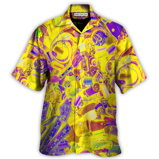 Embroidery Sewing Tailor Spool Vintage Retro Yellow Knitting - Hawaiian Shirt - Reefox