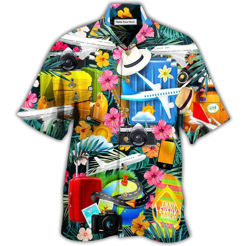 Hawaiian Shirt / Adults / S Airplane Take Your Flights Go Anywhere With Lovely Flower - Hawaiian Shirt - Reefox