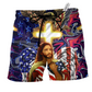 Beach Short / Adults / S America And Jesus Bless - Beach Short Reefox - Owls Matrix LTD