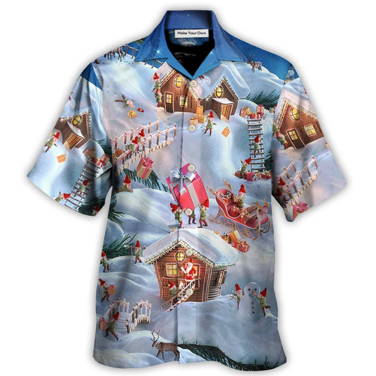 Christmas Santa And Gnome Merry Xmas - Hawaiian Shirt - Reefox