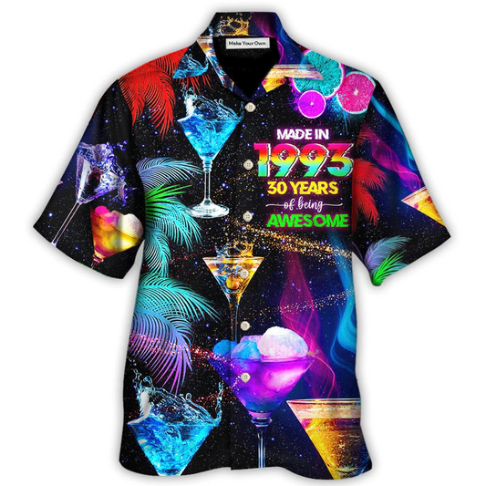 Hawaiian Shirt / Adults / S Cocktail Drinking Cocktail Made In 1993 30 Years Neon Style - Hawaiian Shirt - Reefox