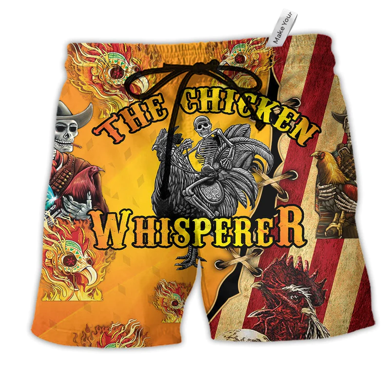 Beach Short / Adults / S Farm Skull Chicken Fire Hot Style - Beach Short Reefox - Owls Matrix LTD