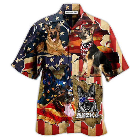 Hawaiian Shirt / Adults / S German Shepherd Dog America Protected By German Shepherd - Hawaiian Shirt - Reefox