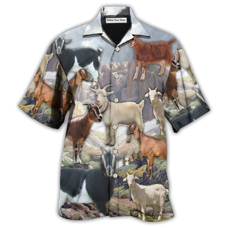 Hawaiian Shirt / Adults / S Goat On Mountain - Hawaiian Shirt - Reefox