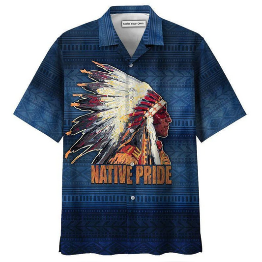 Hawaiian Shirt / Adults / S Native Pride Style Love Peace Blue - Hawaiian Shirt - Reefox
