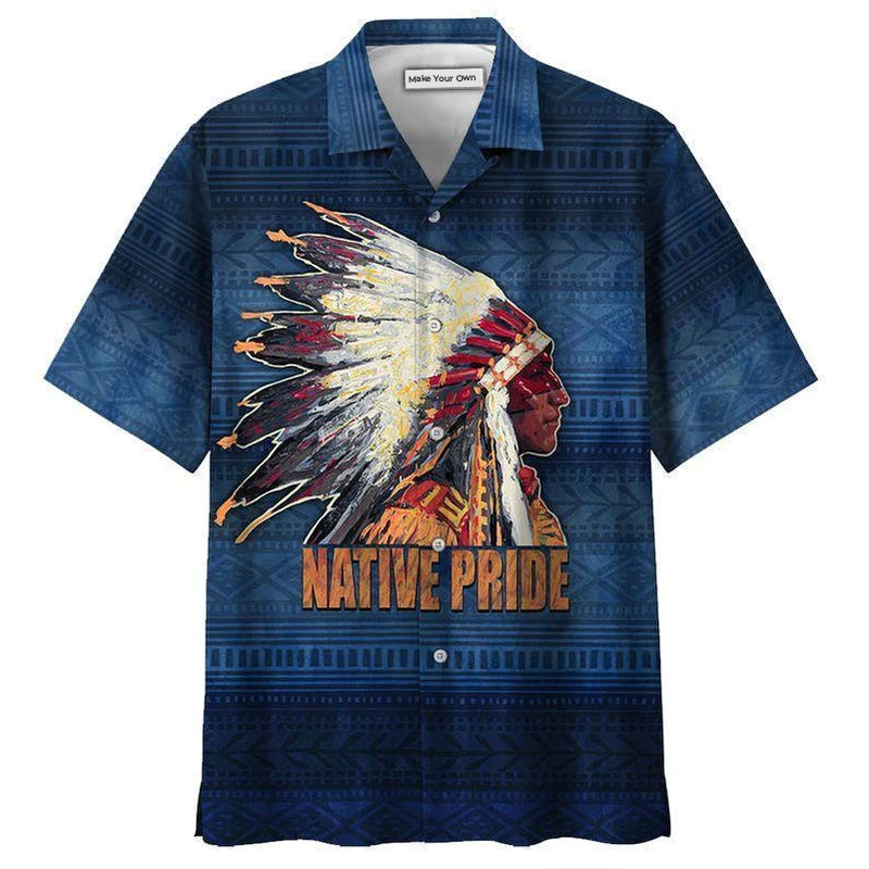 Hawaiian Shirt / Adults / S Native Pride Style Love Peace Blue - Hawaiian Shirt - Reefox