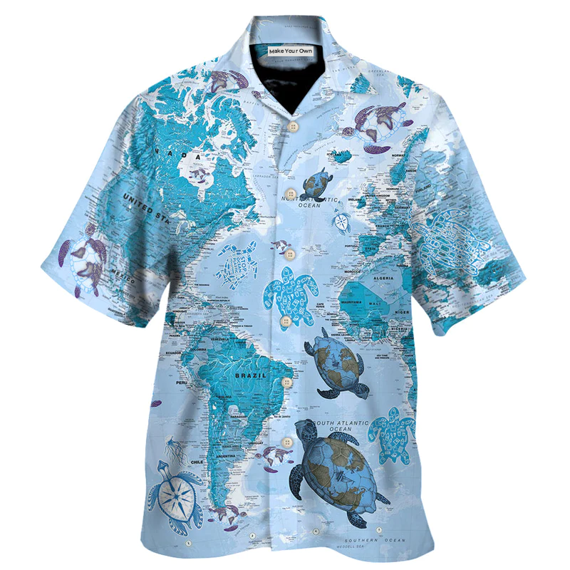 Turtle Awesome Map - Hawaiian Shirt