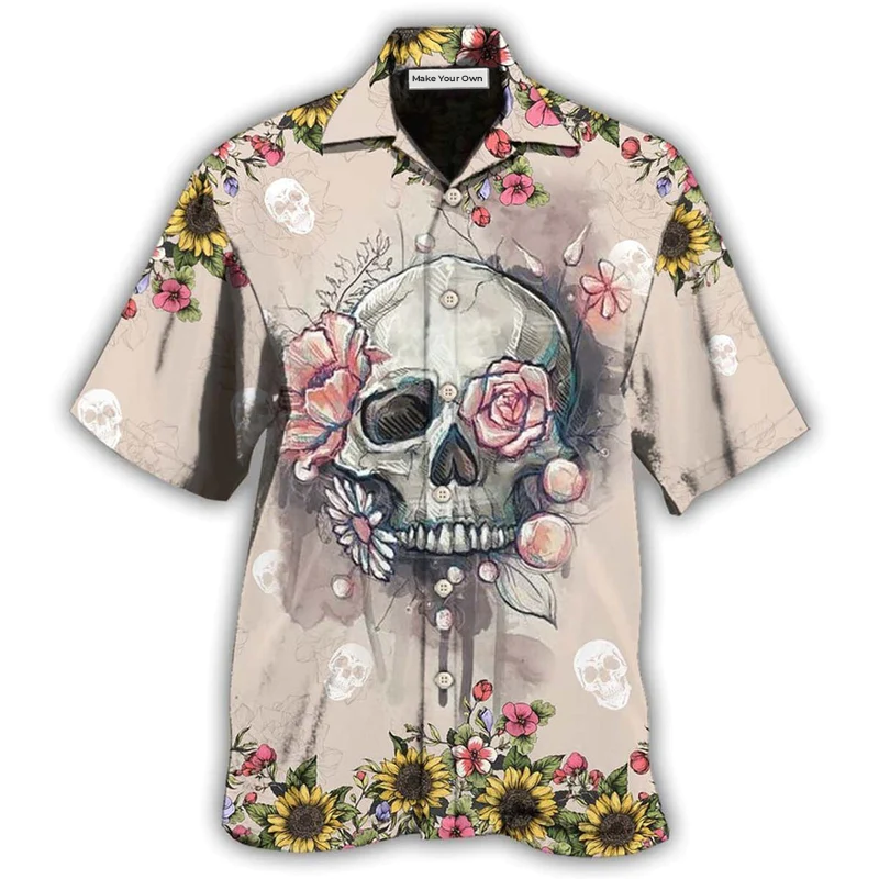 Hawaiian Shirt / Adults / S Skull Life Cute Style - Hawaiian Shirt - Reefox