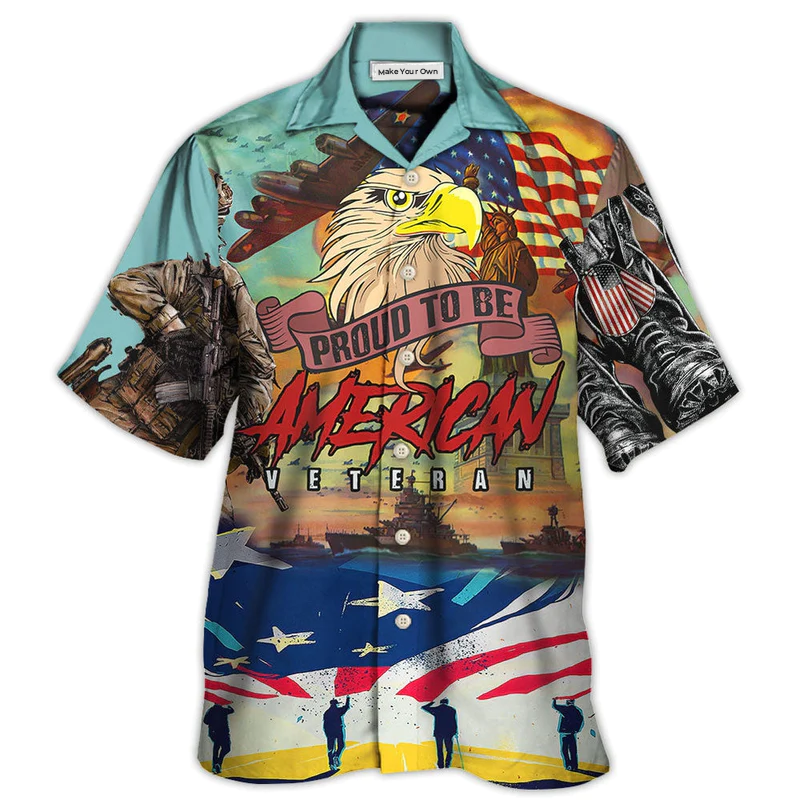 Hawaiian Shirt / Adults / S Veteran Proud To Be An American Freedom And Eagle Style - Hawaiian Shirt - Reefox