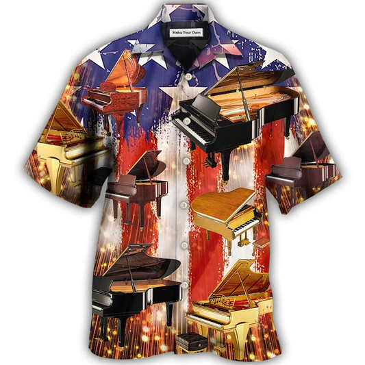 Hawaiian Shirt / Adults / S Piano Independence Day - Hawaiian Shirt - Reefox