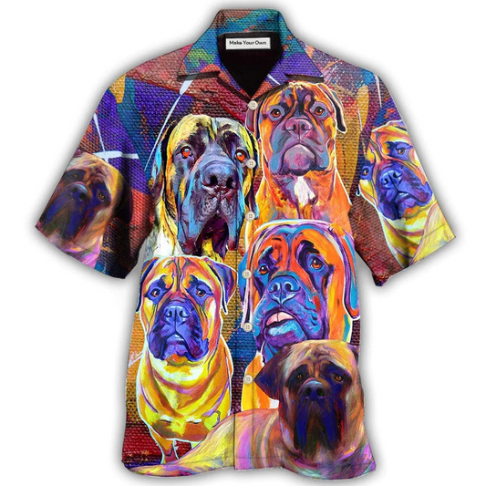 Hawaiian Shirt / Adults / S Bullmastiff Cool Painting Dog Lover - Hawaiian Shirt - Reefox