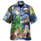 Hawaiian Shirt / Adults / S Christmas Cat Playing In Starry Night - Hawaiian Shirt - Reefox