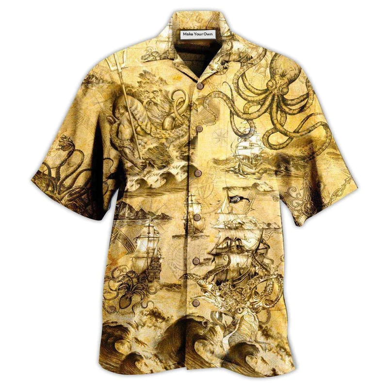 Hawaiian Shirt / Adults / S Octopus Amazing And Sail Retro - Hawaiian Shirt - Reefox