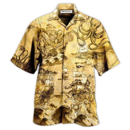 Hawaiian Shirt / Adults / S Octopus Amazing And Sail Retro - Hawaiian Shirt - Reefox