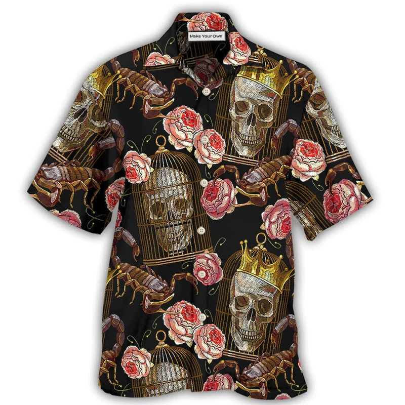 Hawaiian Shirt / Adults / S Skull And Scorpion - Hawaiian Shirt - Reefox