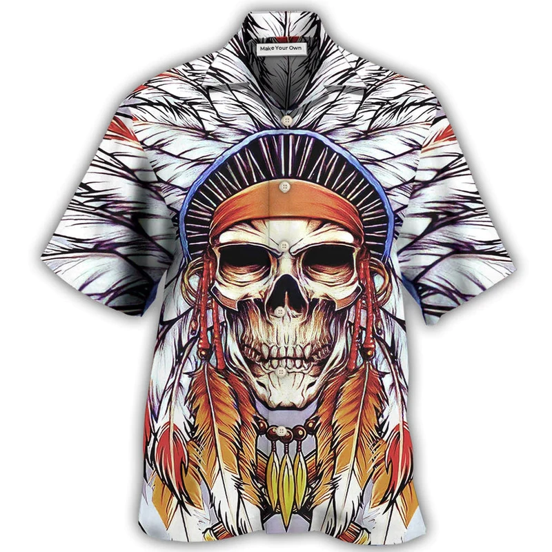 Hawaiian Shirt / Adults / S Native Style Love Peace Skull - Hawaiian Shirt - Reefox