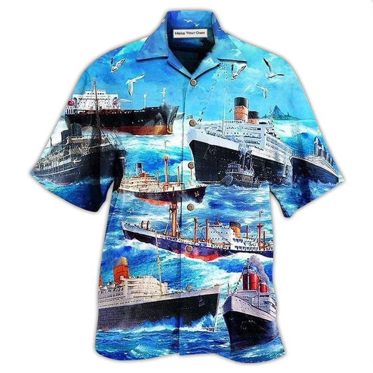 Hawaiian Shirt / Adults / S Ship Love Ocean And Sky - Hawaiian Shirt - Reefox